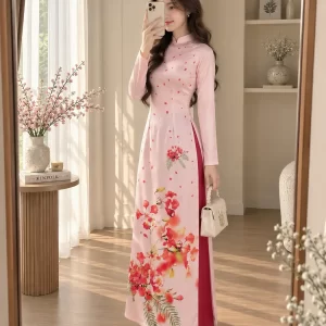 Áo dài Hoa Phượng rơi AD04687 AD04688