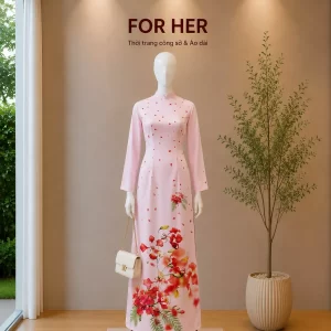 Áo dài Hoa Phượng rơi AD04687 AD04688