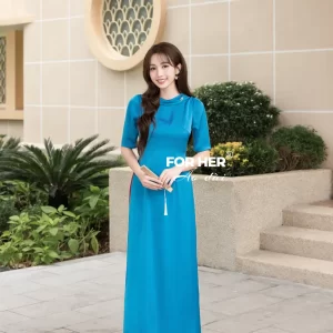 Áo dài Lan Thy cổ đỗ AD04689 AD04686