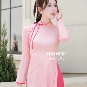 Áo dài Vân Hạ hoa hồng nhạt AD04858