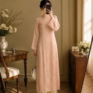 Áo dài suông Nàng thơ cam nhạt AD05250