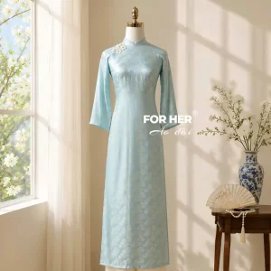 Áo dài Diễm Xuân lá xanh AD06280