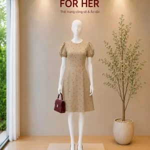 Đầm cổ tròn chữ A hoa nhí DA0683