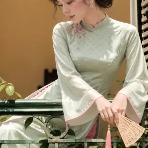 Áo dài Ngọc An bi xanh min AD05204