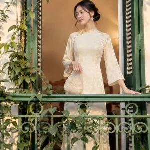 Áo dài Mộc Tâm đính hoa AD05205